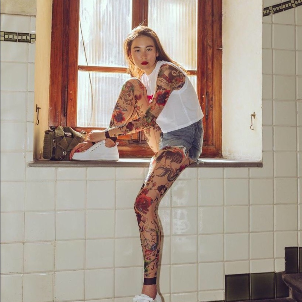 Dsquared2 Amazing Stretch Tulle Tattoo Bodysuit